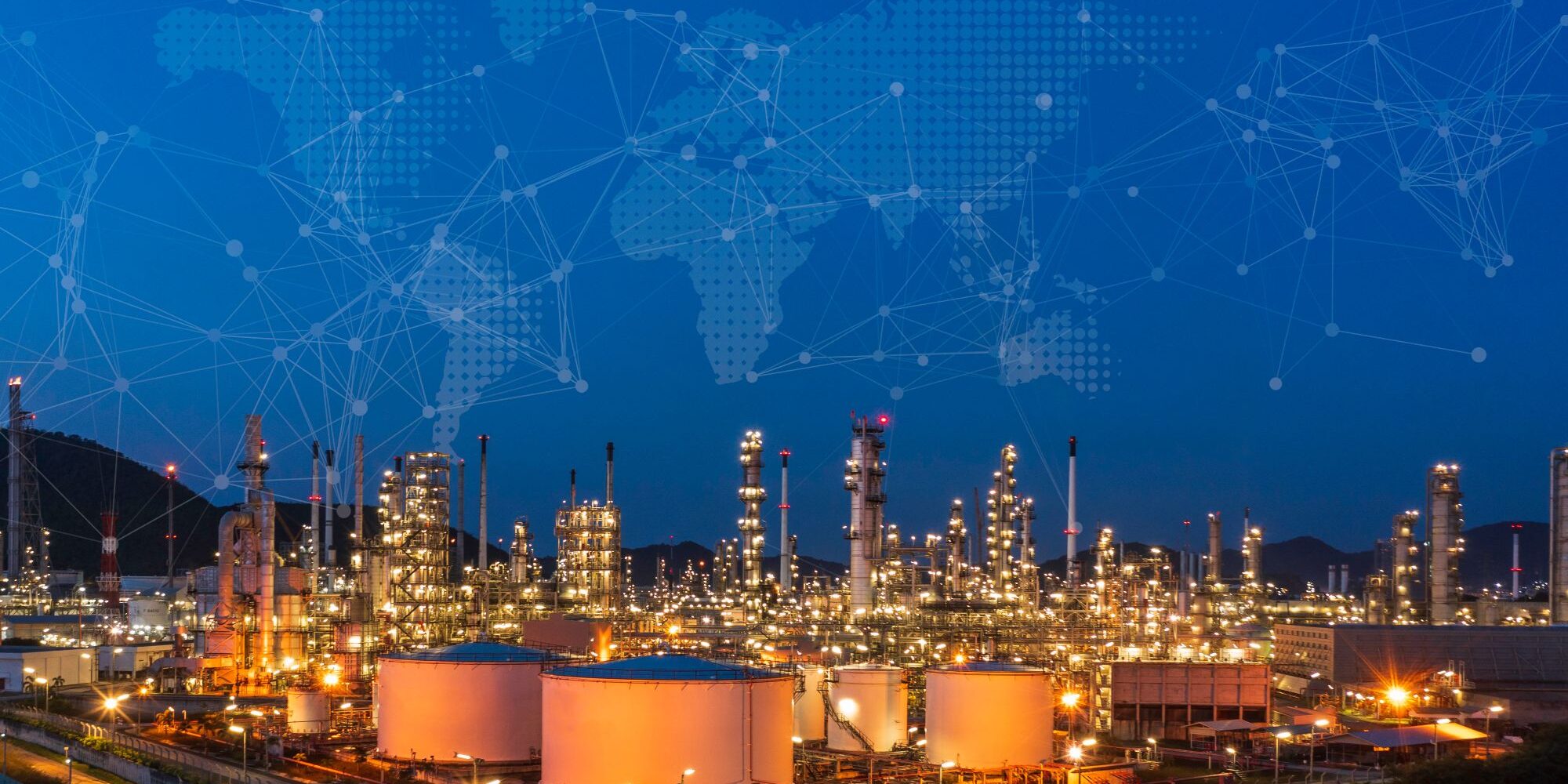 Oil Refinery At Twilight